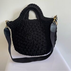 Clare V. Coco Black Crochet Handbag Crossbody Strap